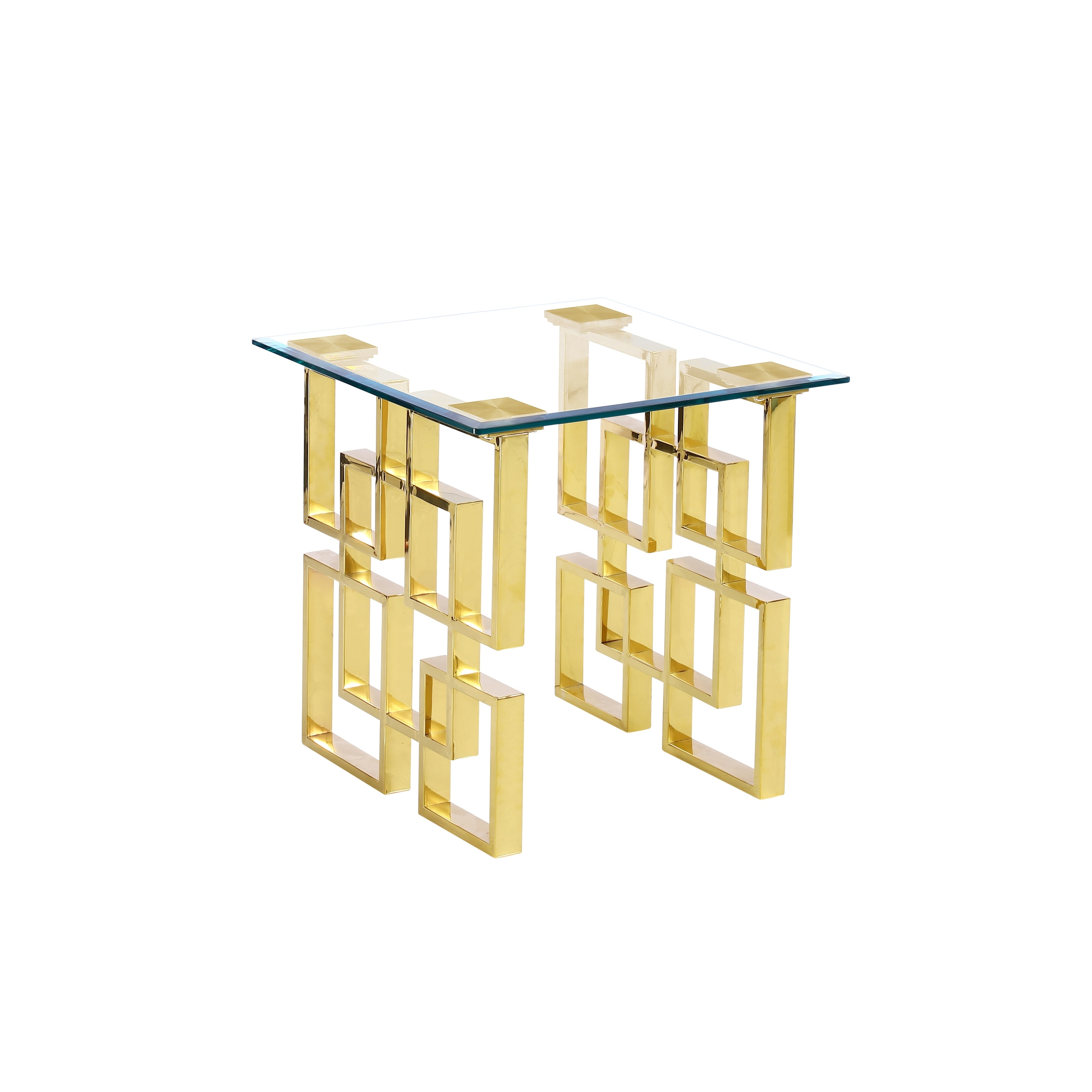 Best Quality Furniture Glass End Table with Square Stainless Steel Legs - Mycitystee