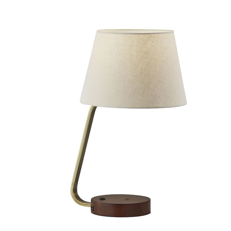Palm Desert Antique Brass Metal Charging Table Lamp - 11 x 12 x 19 - Mycitystee