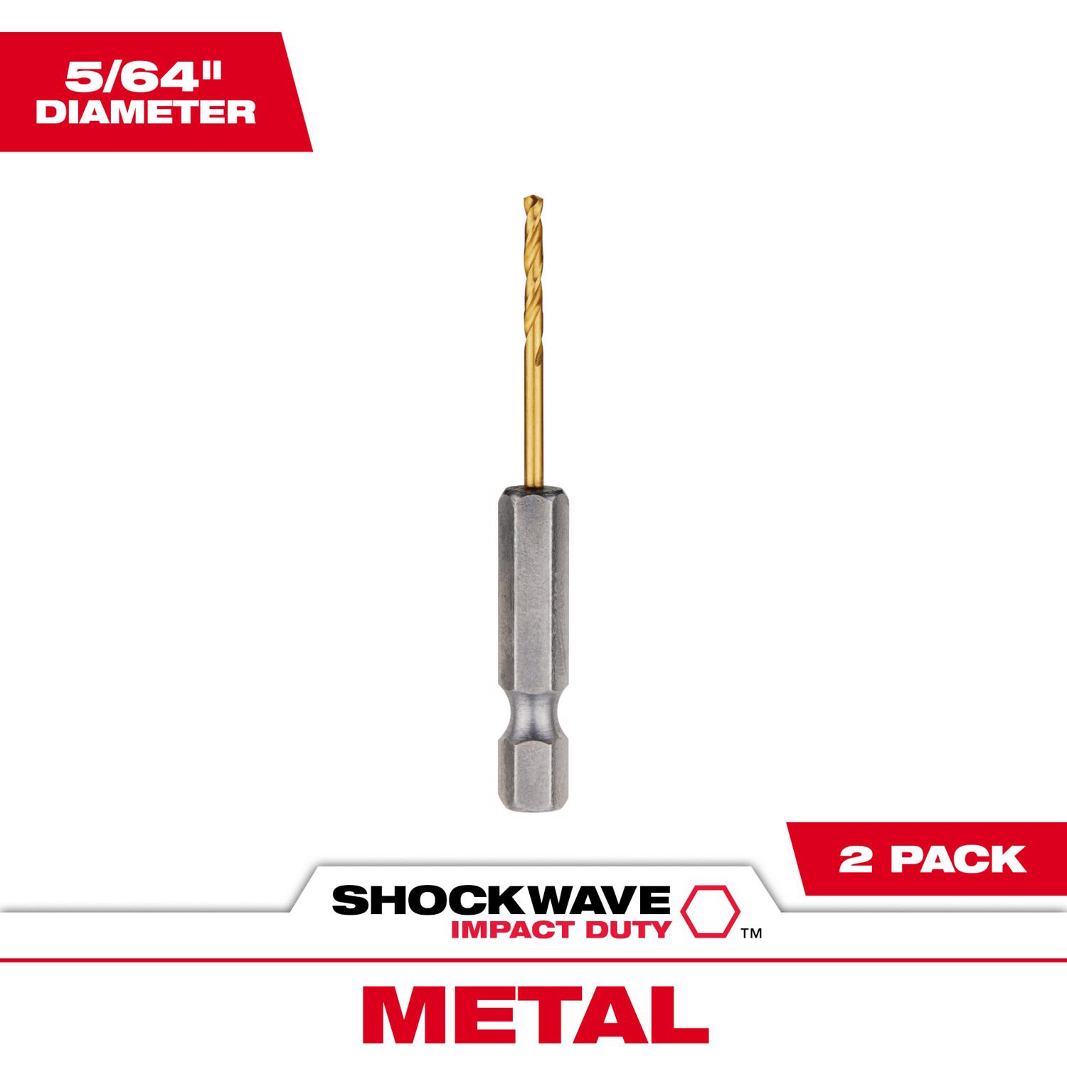 Milwaukee Shockwave 5/64 in. X 3.15 in. L Titanium Red Helix Drill Bit 2 pc - Mycitystee