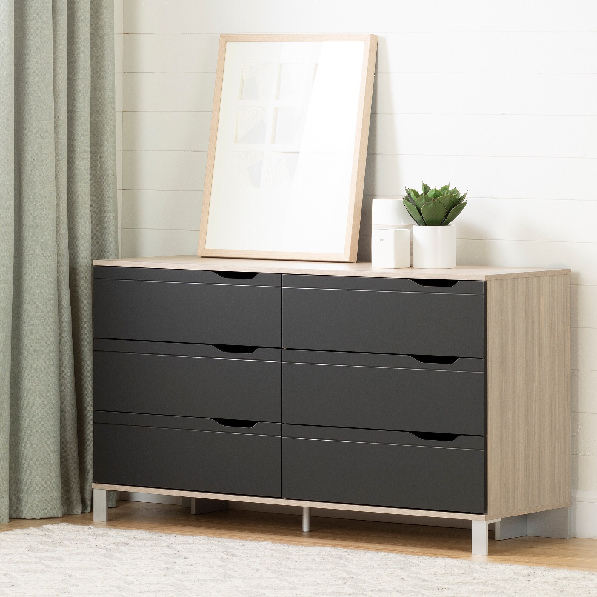 South Shore Modern Kanagane 6-Drawer Double Dresser w/ cut-out handles - - 28067429 - Mycitystee