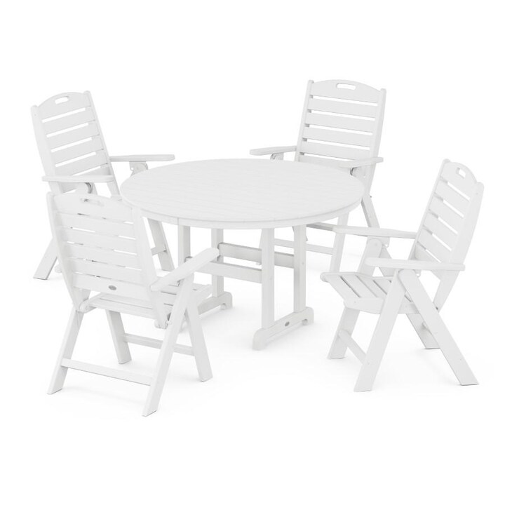 POLYWOOD Nautical 5-Piece Dining Set in White - Mycitystee