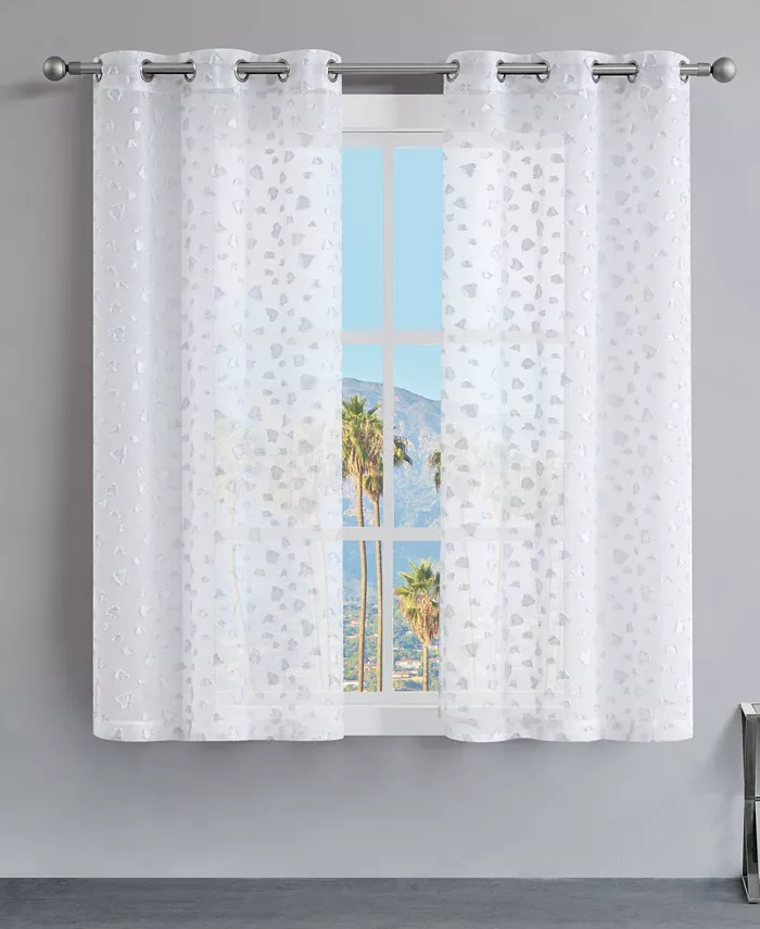 Juicy Couture Ethel Leopard Embellished Sheer Grommet Window Curtain Panel Set， 38