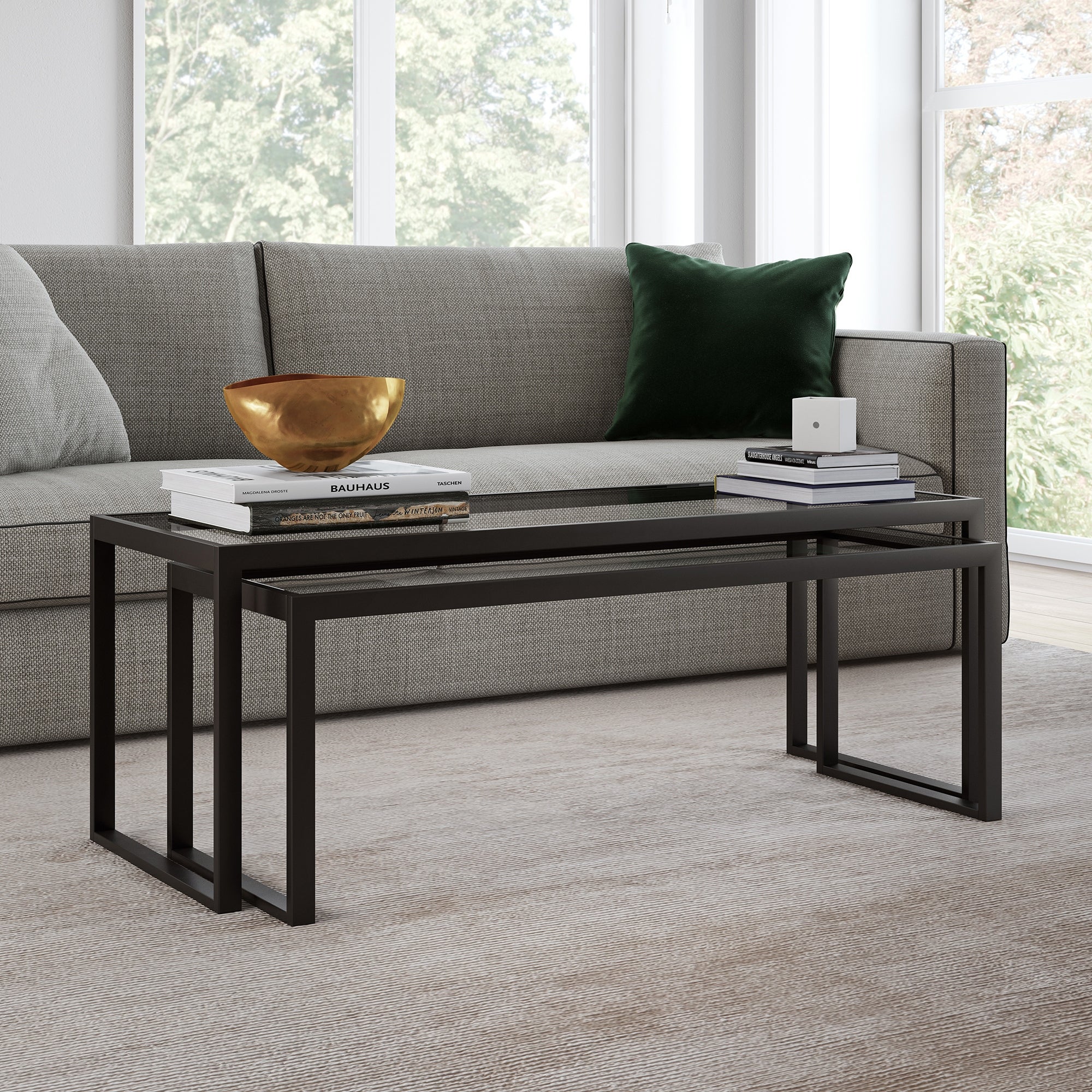 Silver Orchid Goetz Blackened Bronze Nested Coffee Table - Mycitystee