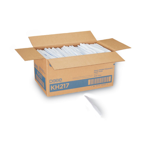 Dixie Plastic Cutlery， Heavyweight Knives， White， 1，000/Carton (KH217) - Mycitystee