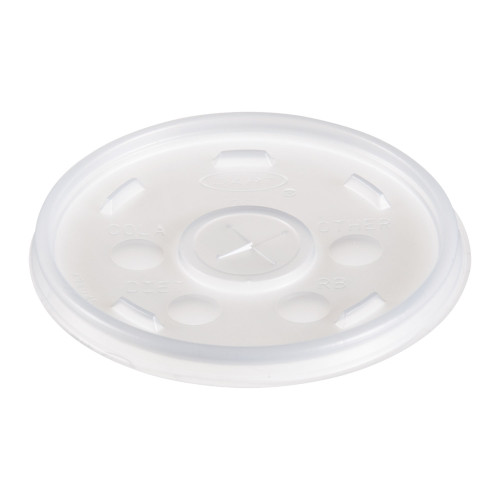 Dart Plastic Lids for Foam Cups， Bowls and Containers， Flat with Straw Slot， Fits 6-14 oz， Translucent， 100/Pack， 10 Packs/Carton (12SL) - Mycitystee