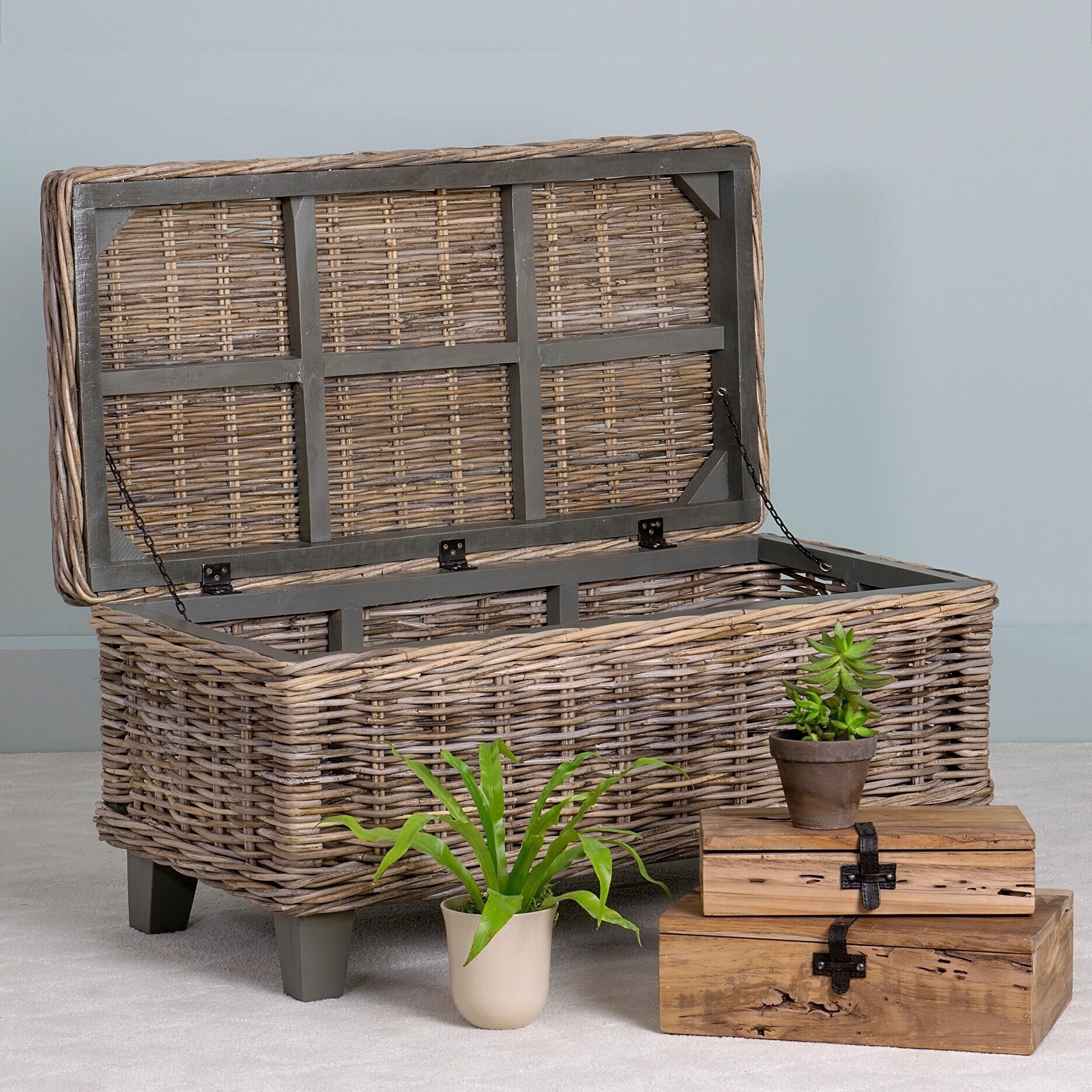 Woven Rattan Storage Coffee Table - Mycitystee