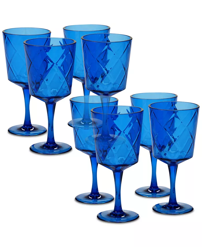 Certified International Cobalt Blue Diamond Acrylic 8-Pc. All-Purpose Goblet Set - Mycitystee