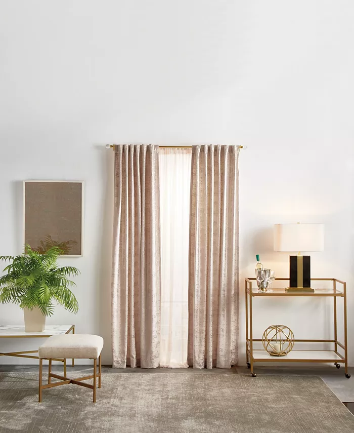 Martha Stewart Collection Monroe Backtab Metallic Velvet Curtain Panel， 84