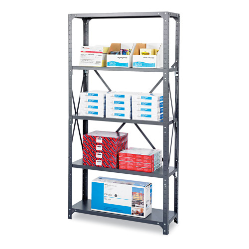 Safco Commercial Steel Shelving Unit， Five-Shelf， 36w x 24d x 75h， Dark Gray (6267) - Mycitystee