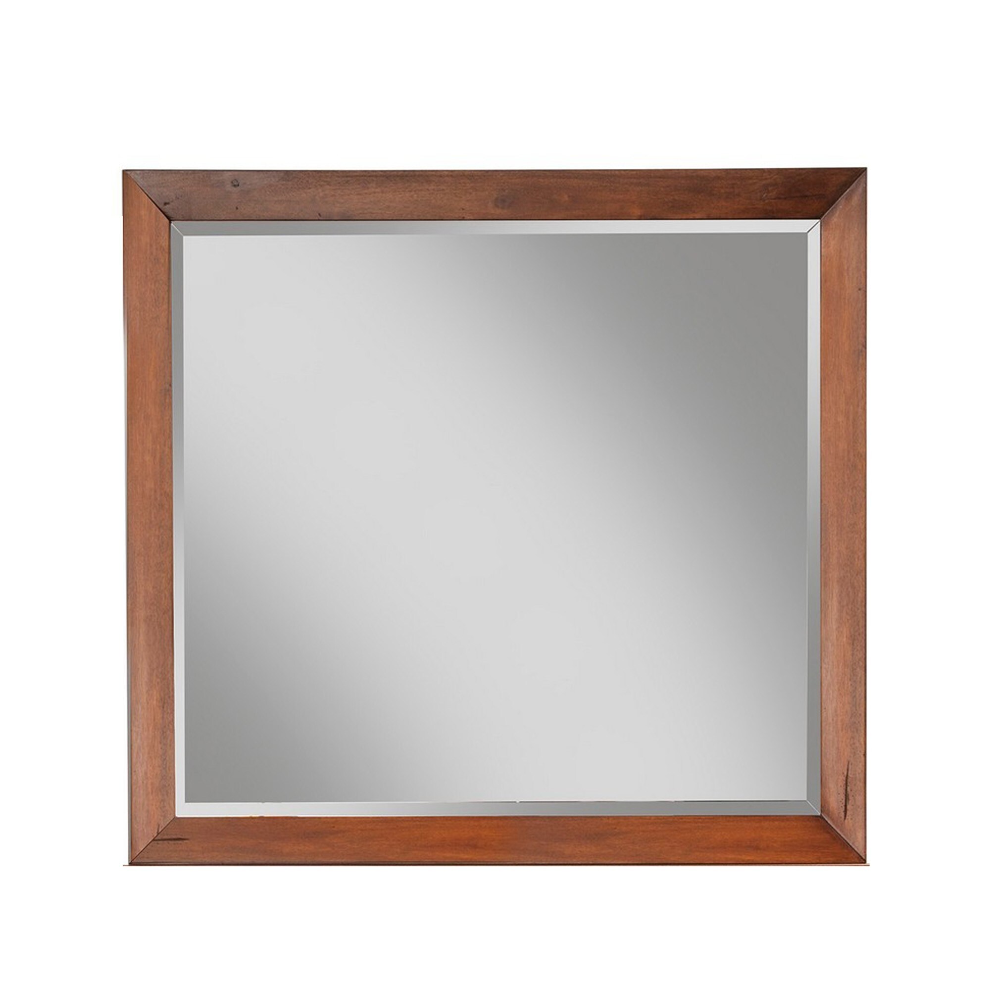 Rue 36 x 40 Rectangular Dresser Mirror， Mahogany Wood Frame， Warm Brown - - 36907744 - Mycitystee