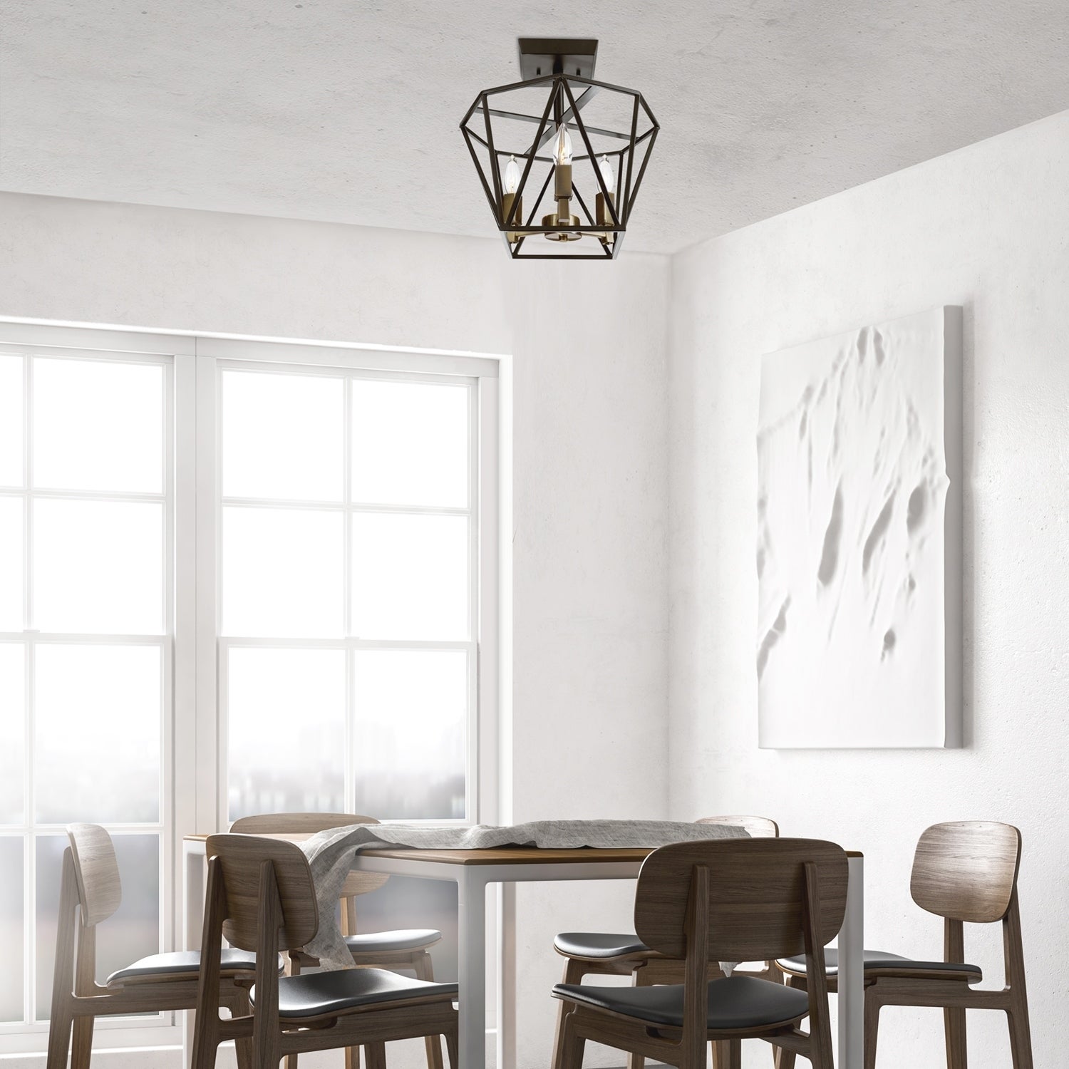 Sansa 3-Light Dark Bronze Semi-Flush Mount Ceiling Light - Mycitystee