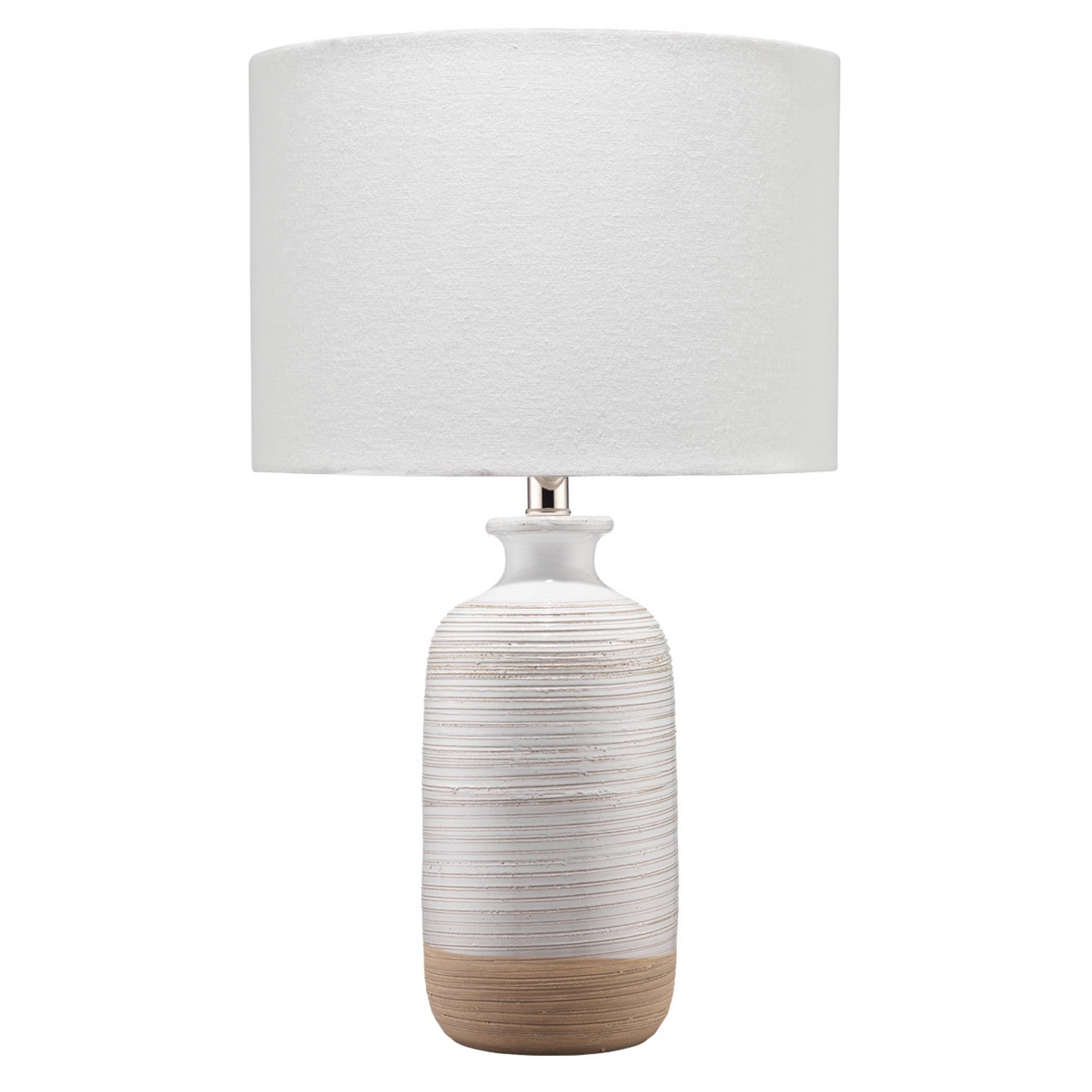 Table Lamp with Brushed Ceramic Body and Fabric Shade， Cream - Mycitystee