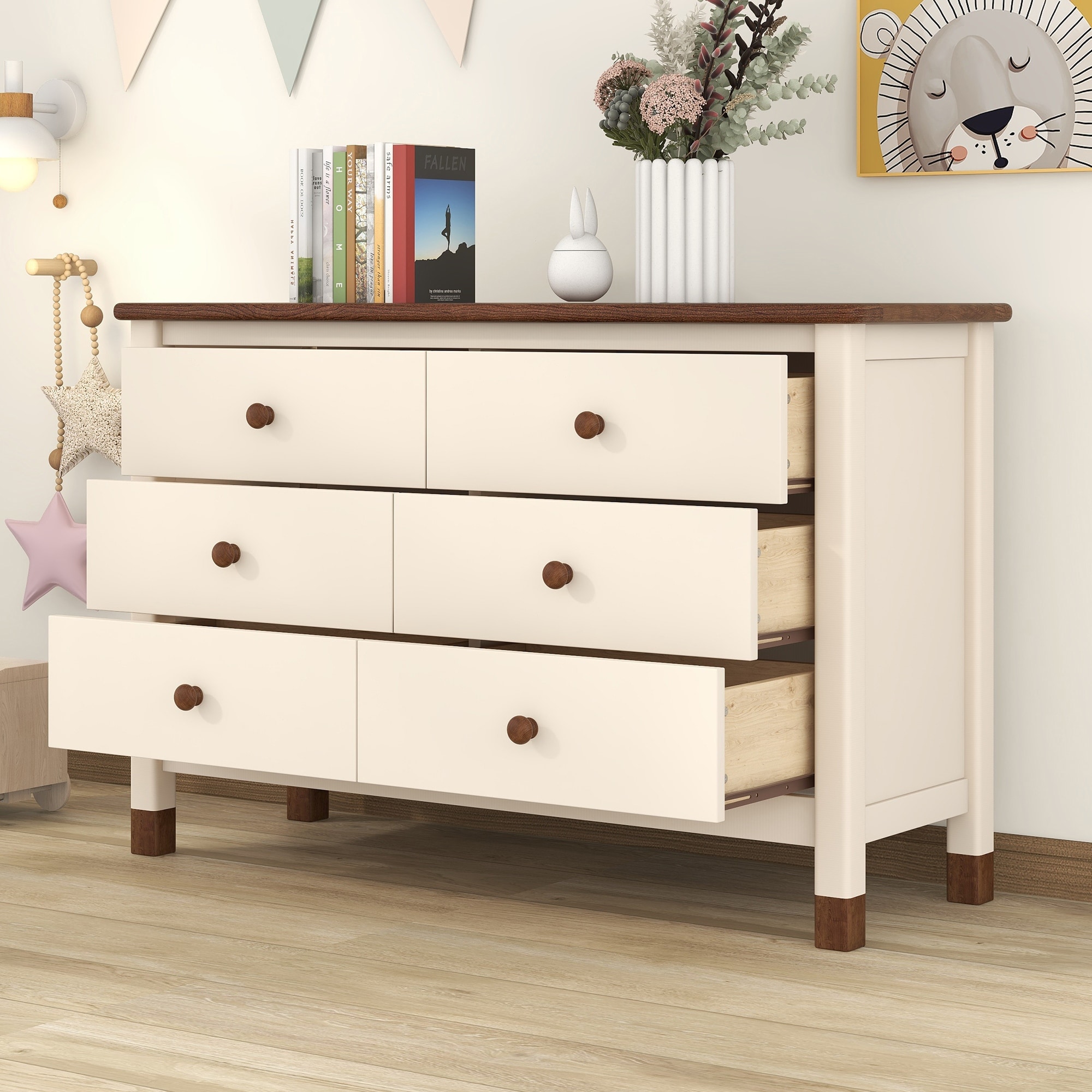 Wooden Storage Dresser with 6 Drawers - - 37667513 - Mycitystee