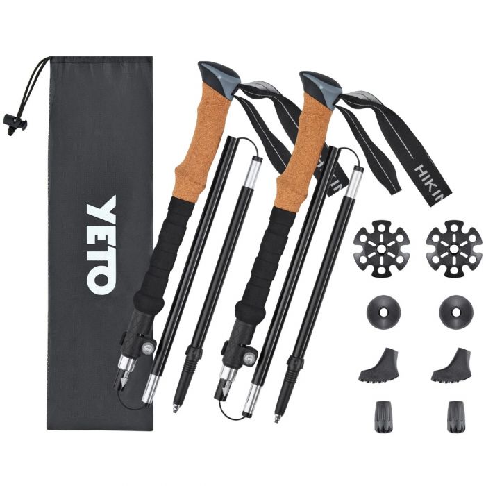 YETO Trekking Poles Collapsible Hiking Poles Lightweight Folding Walking Hiking Sticks Aluminum 7075 with Quick Lock for Hiking Camping Backpacking 2 - Mycitystee