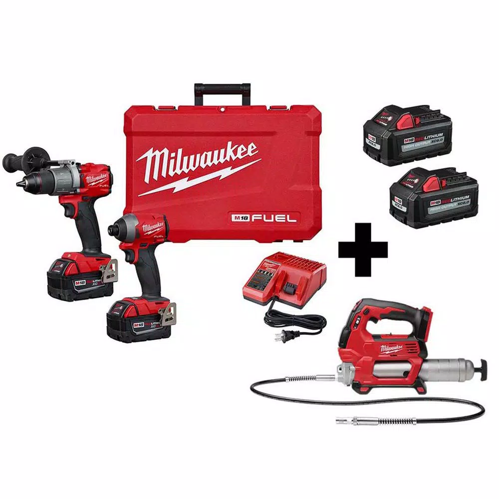 Milwaukee M18 FUEL 18-Volt Lithium-Ion Brushless Cordless Hammer Drill/ Grease Gun/Impact Driver Combo Kit (3-Tool) and#8211; XDC Depot - Mycitystee