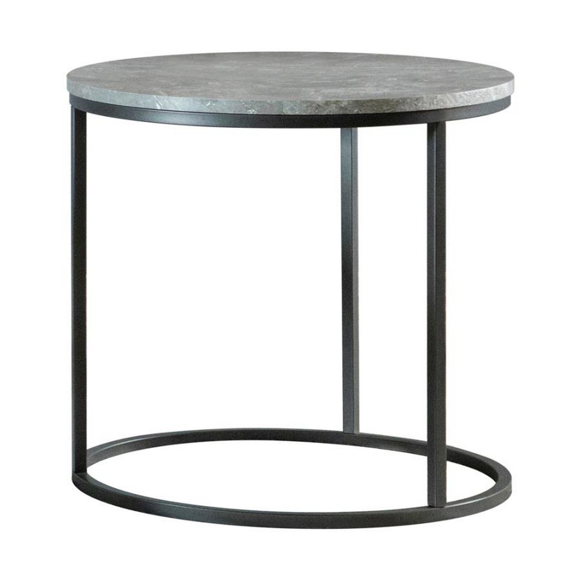 End Table with Textured Round Faux Marble Top， Gray - Mycitystee