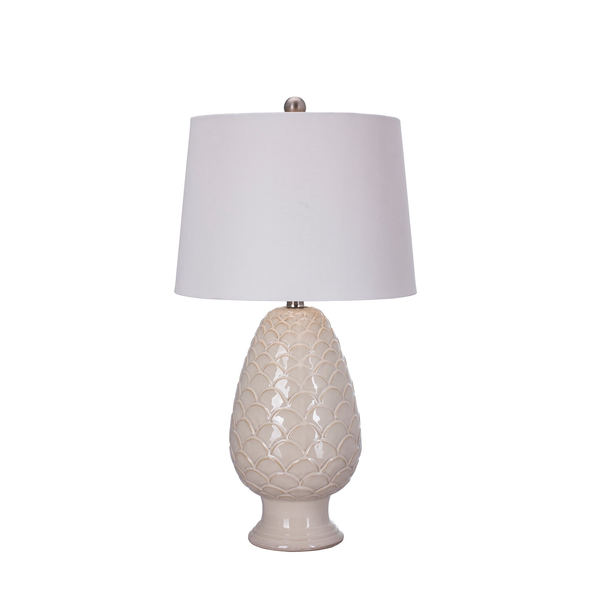 Fangio Lightings 8828 27 inch White Ceramic Table Lamp with Ripples - Mycitystee