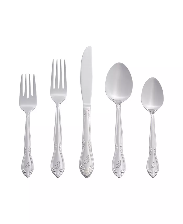 RiverRidge Home Riverridge Rose 46 Piece Monogrammed Flatware Set - I， Service for 8 - Mycitystee