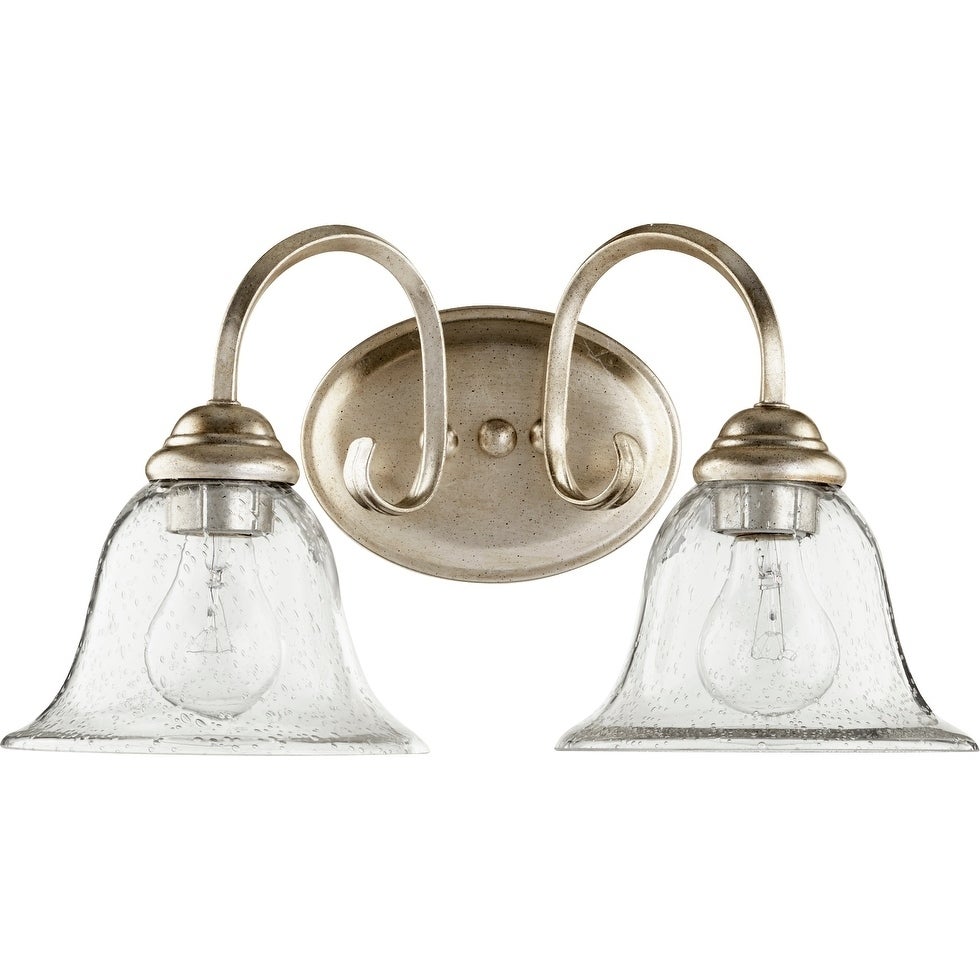 Spencer Aged Silver Leaf and Clear Seeded 2-light Vanity Lighting - Mycitystee