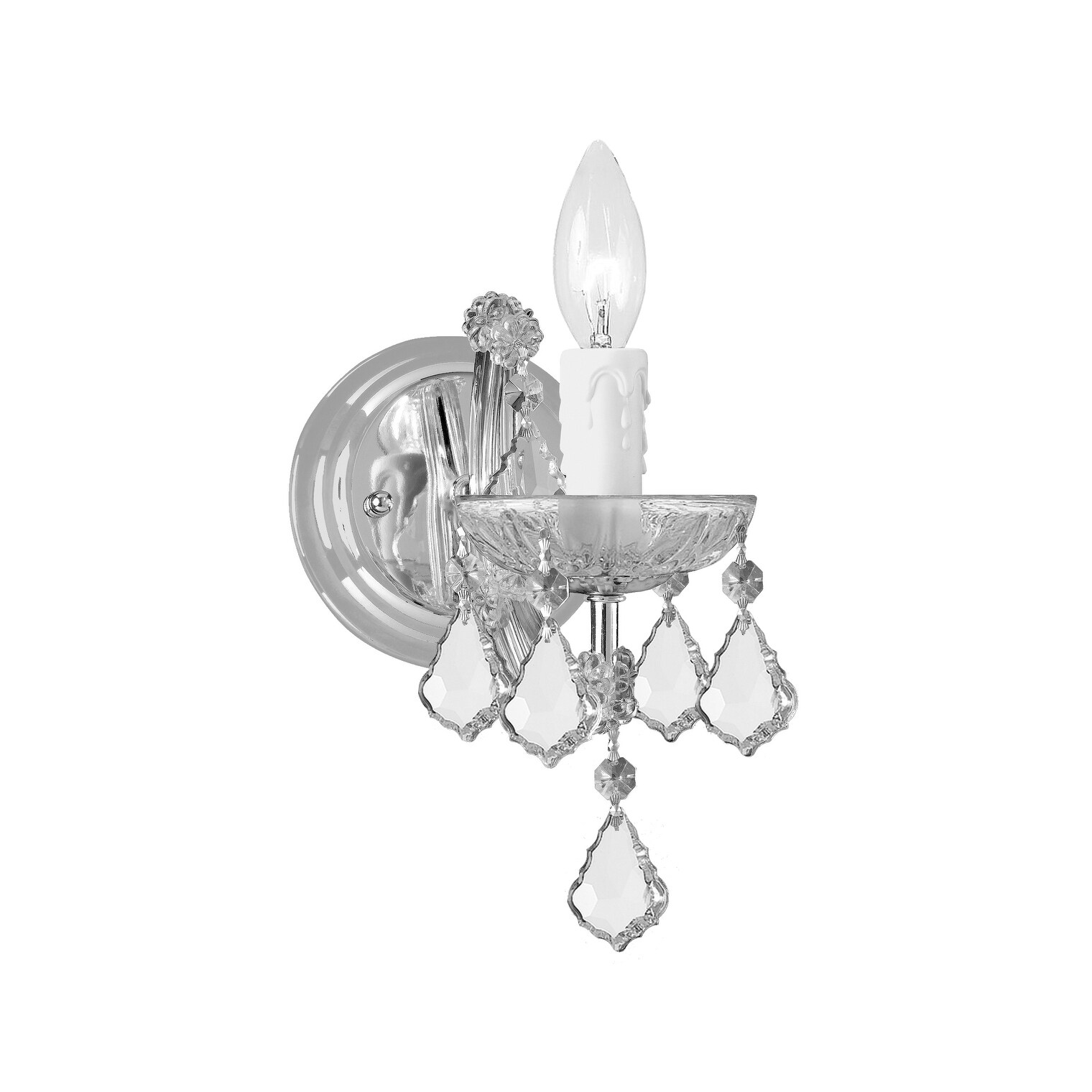 Maria Theresa 1 Light Clear Crystal Chrome Sconce - 5'' W x 11.5'' H x 8'' D - Mycitystee