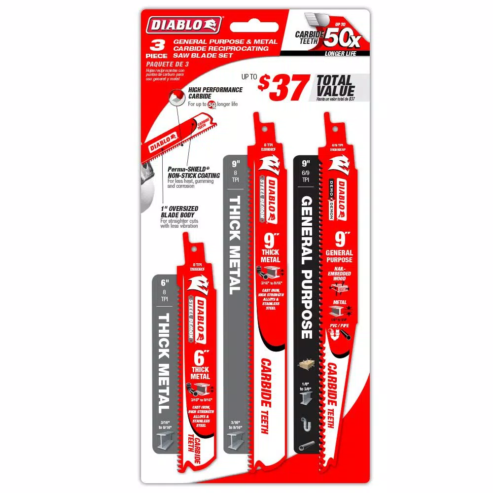 DIABLO Metal and General Purpose Carbide Reciprocating Set (3-Piece) and#8211; XDC Depot - Mycitystee
