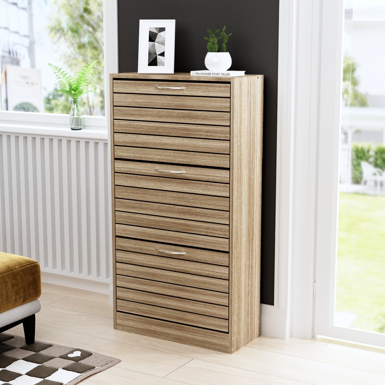 12-15 Pair Shoe Storage Cabinet Space Saving Oak - - 35742549 - Mycitystee