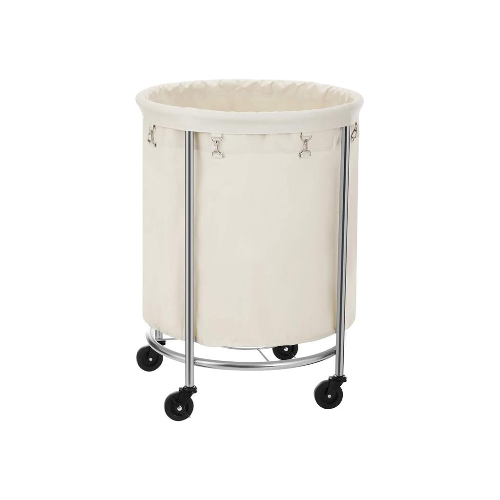 SONGMICS Cream Laundry Basket with WheelsCream and Silver - Mycitystee
