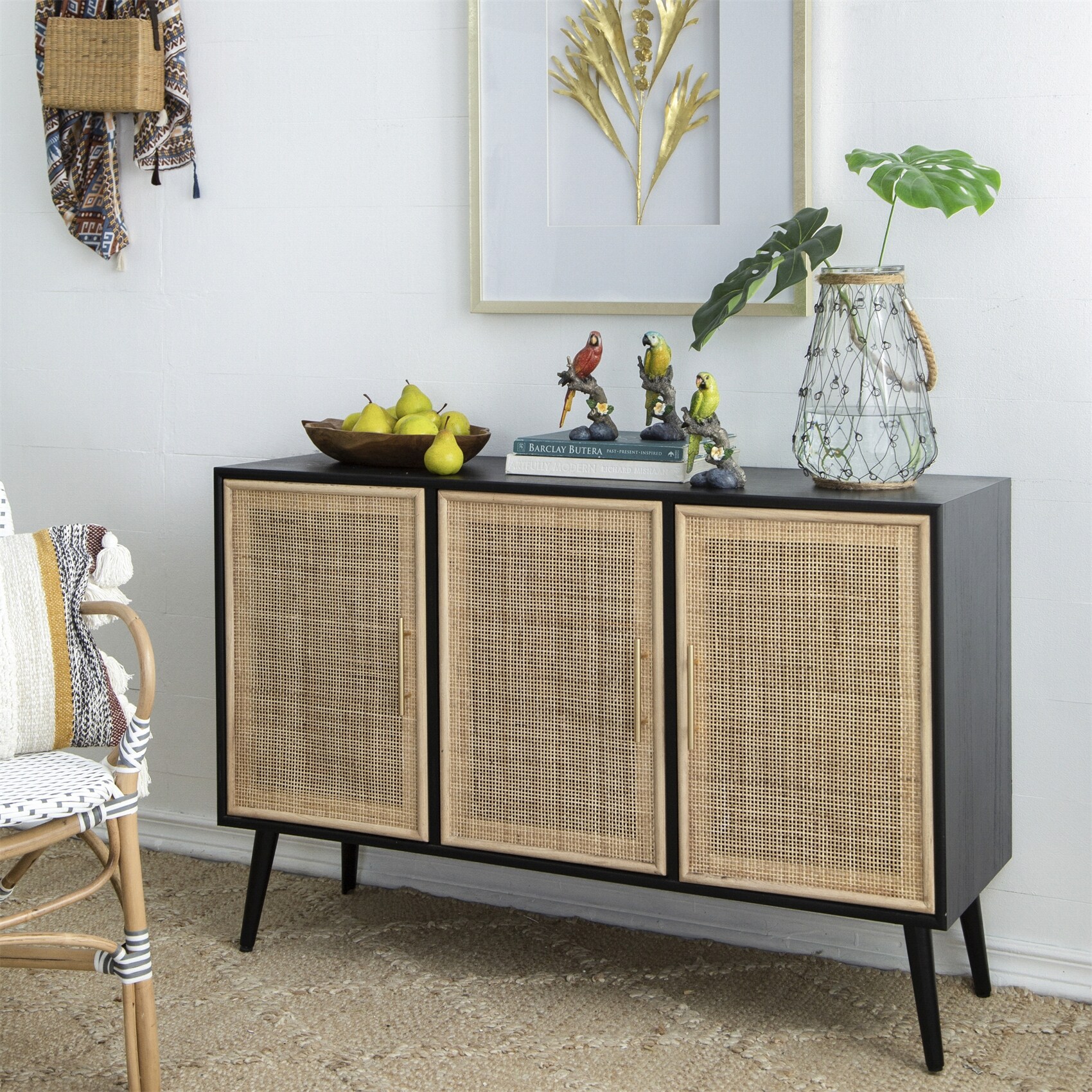 Dresser Storage Cabinet with Natural Rattan Decorated Door - - 37834889 - Mycitystee