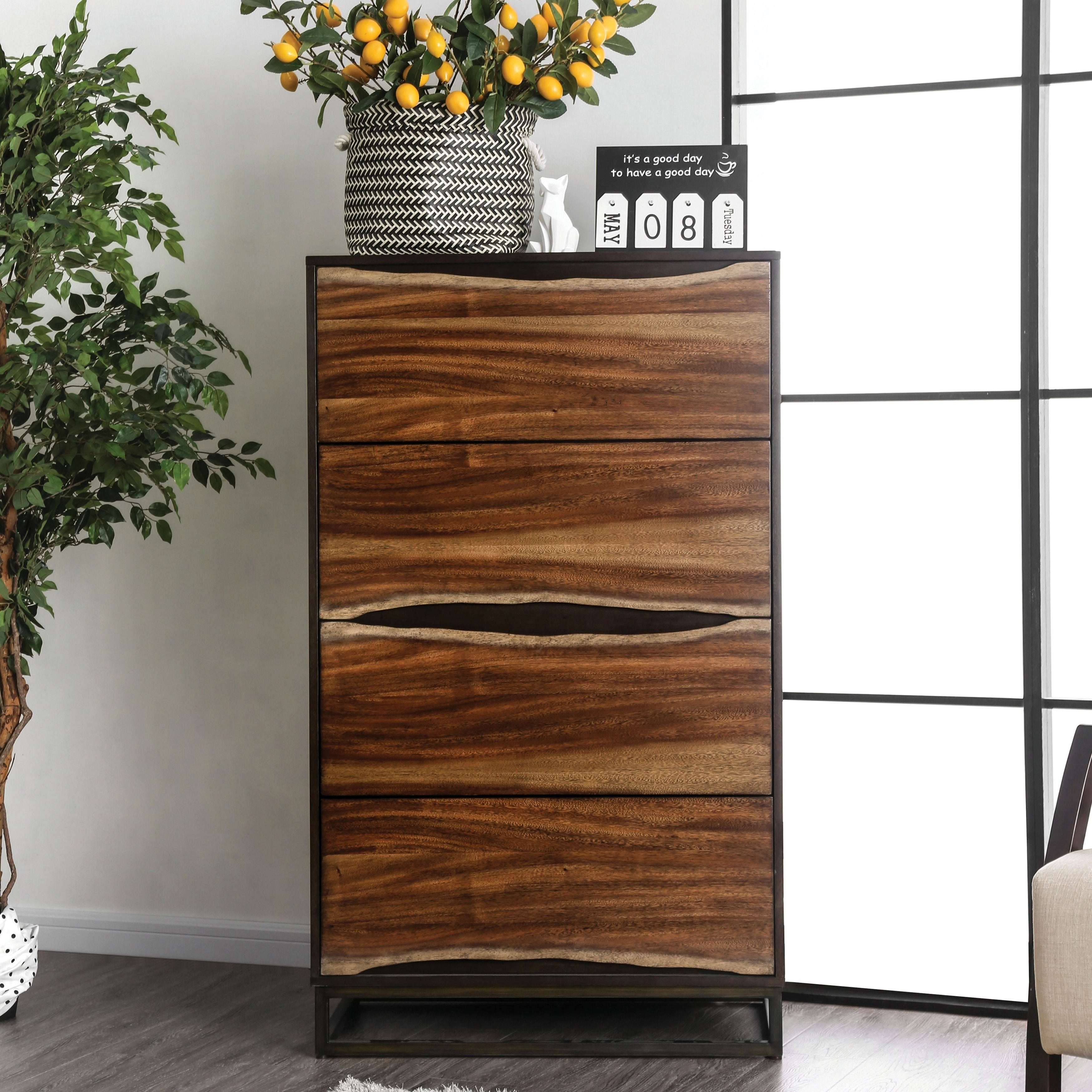 Carbon Loft Bourdain Rustic Dark Walnut 4-drawer Chest - - 23440919 - Mycitystee