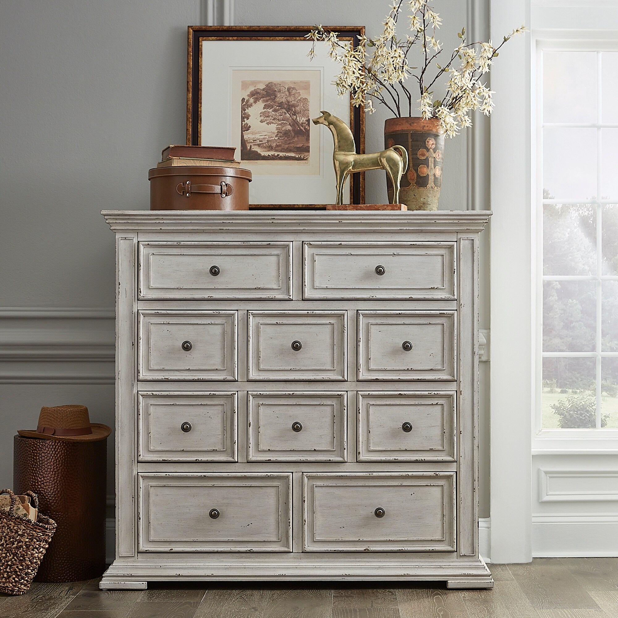 Big Valley Whitestone Distressed 10 Drawer Chesser - - 36116139 - Mycitystee