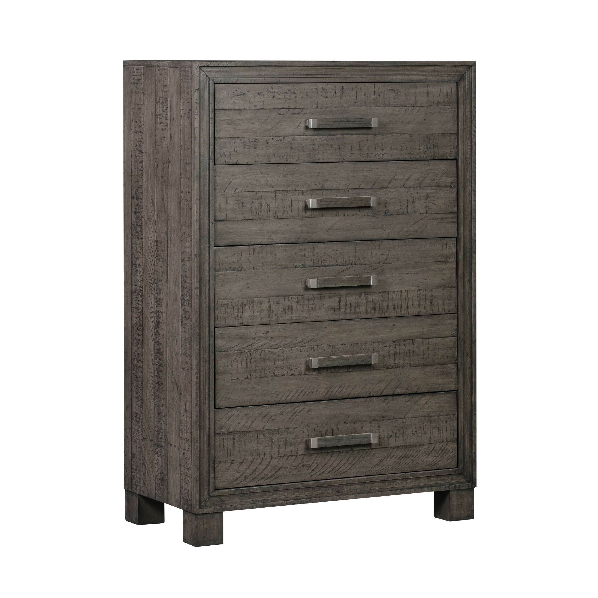 56 Inch Wil Pine Wood Tall Dresser Chest， Rustic， Rough Hewn， Gray - - 35756507 - Mycitystee