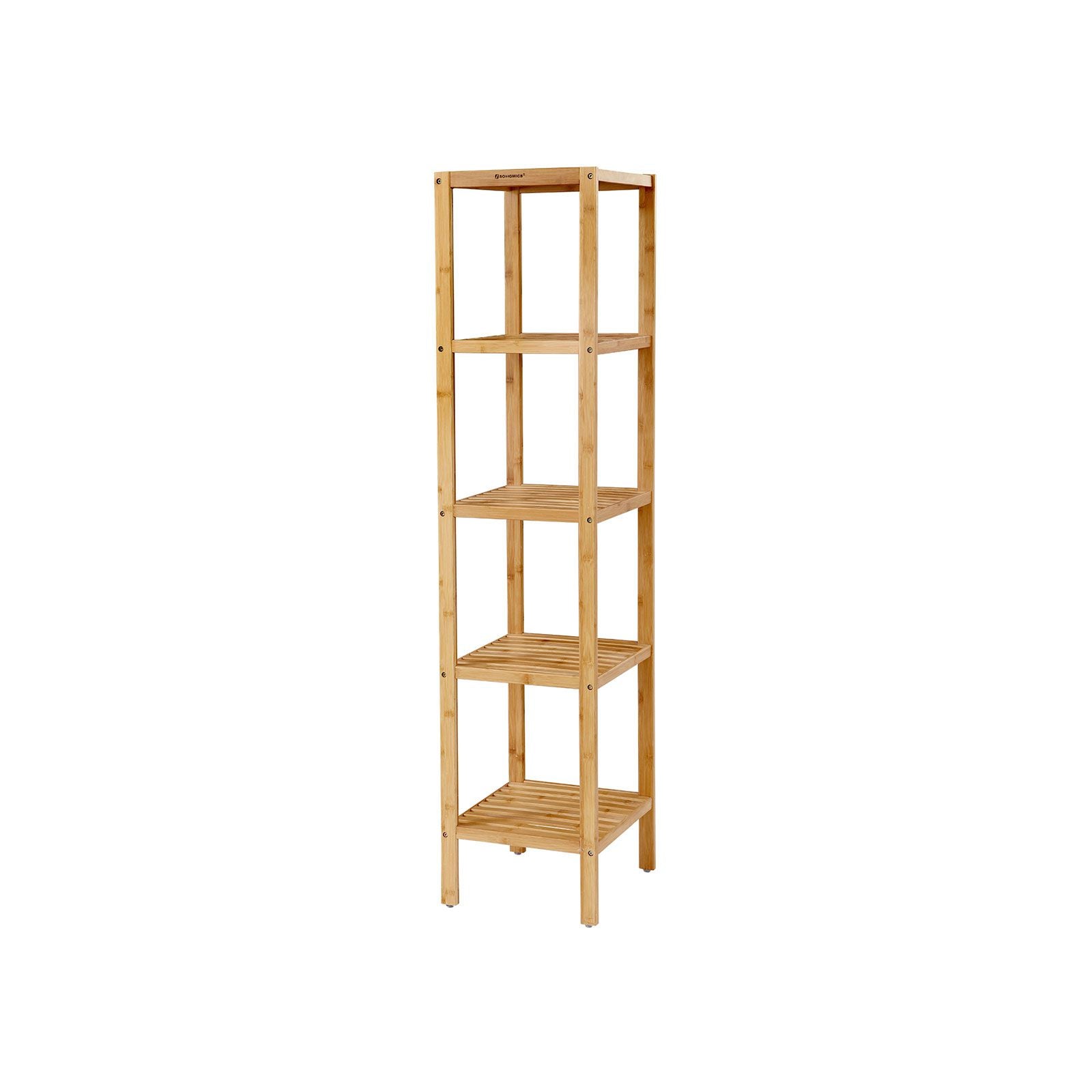 SONGMICS 5-Tier Bamboo Bathroom Shelf,Natural - Mycitystee