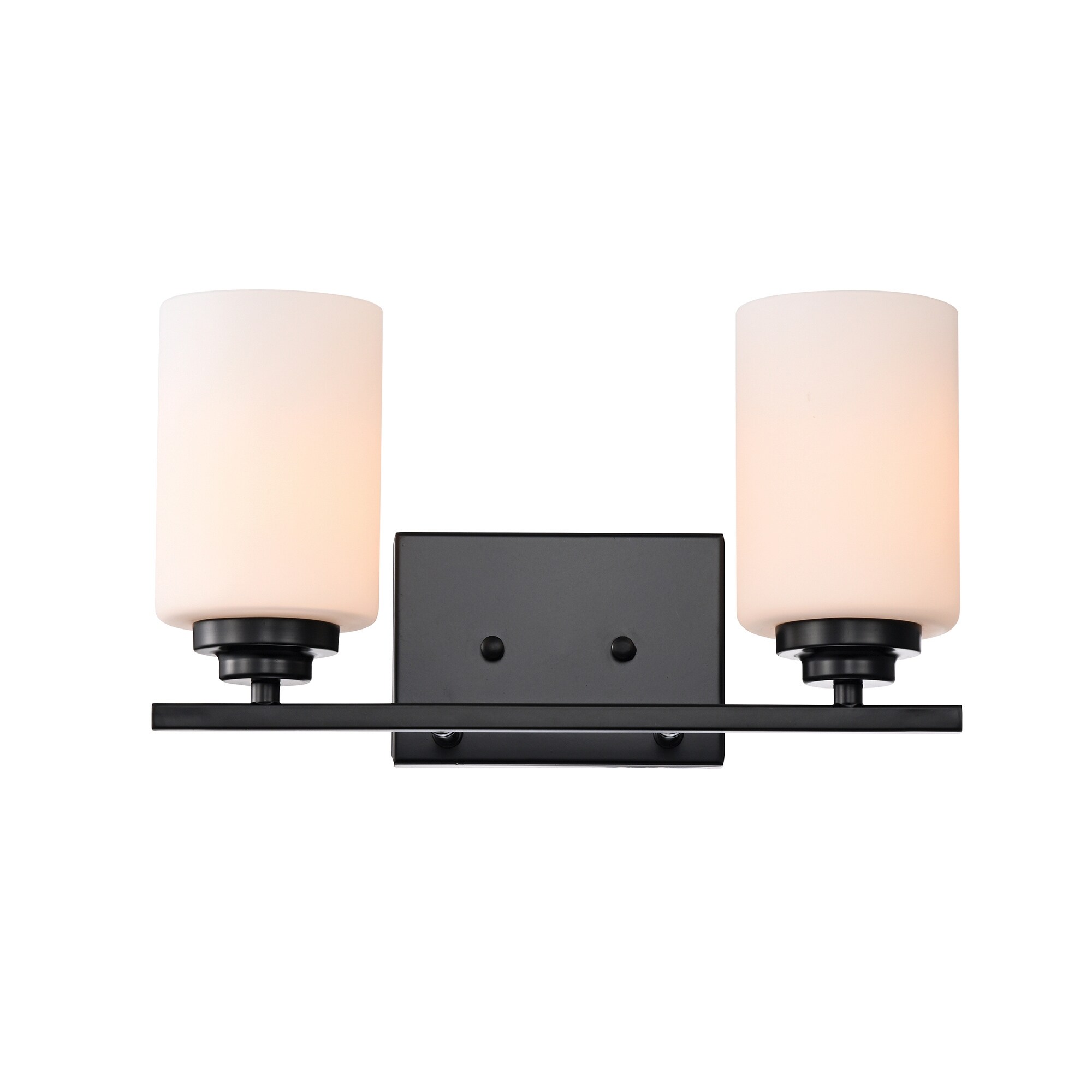 Matte Black 2-Light Vanity with Etched White Glass Shades - Mycitystee