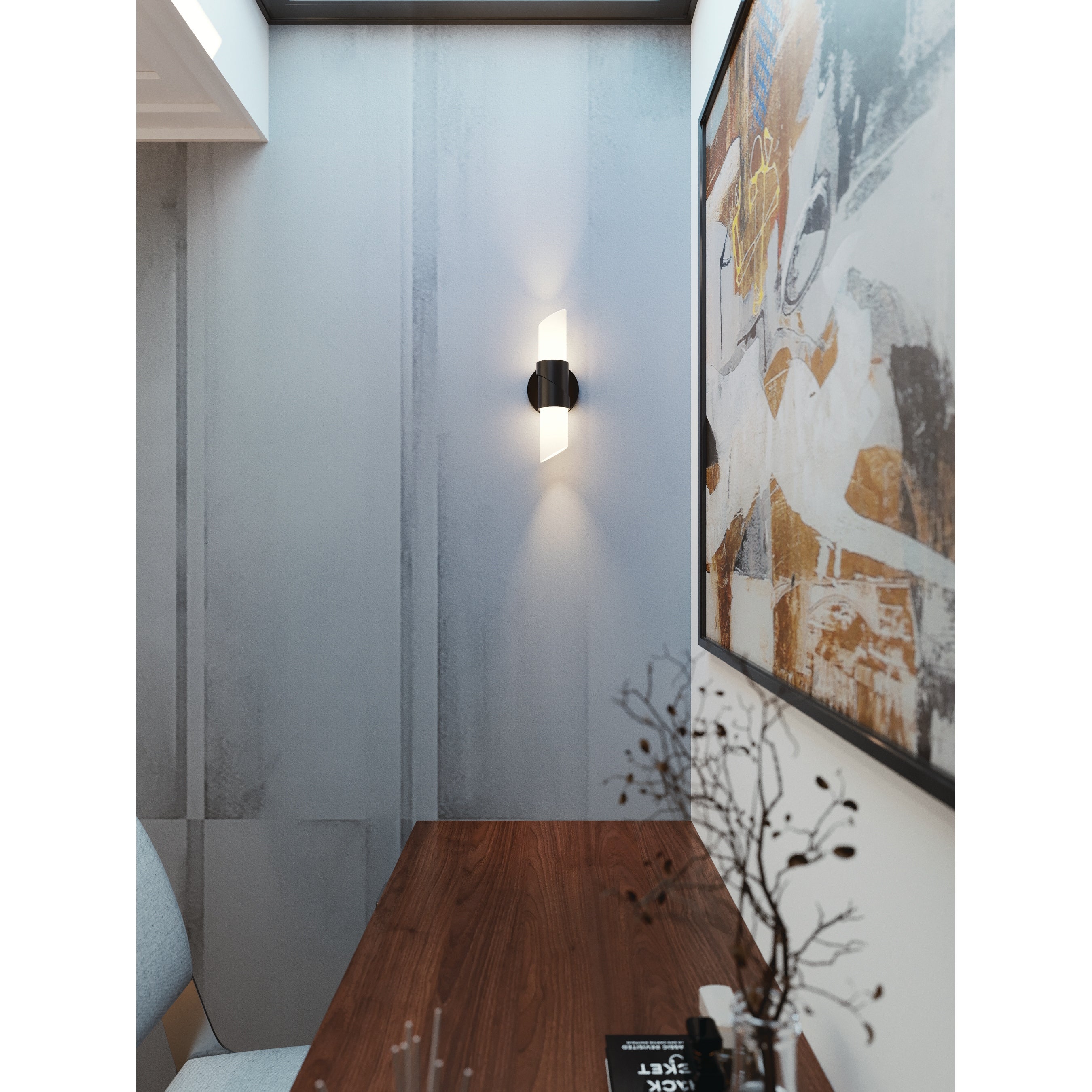 AFX Slice 12-inch Black LED Sconce with White Glass - Mycitystee