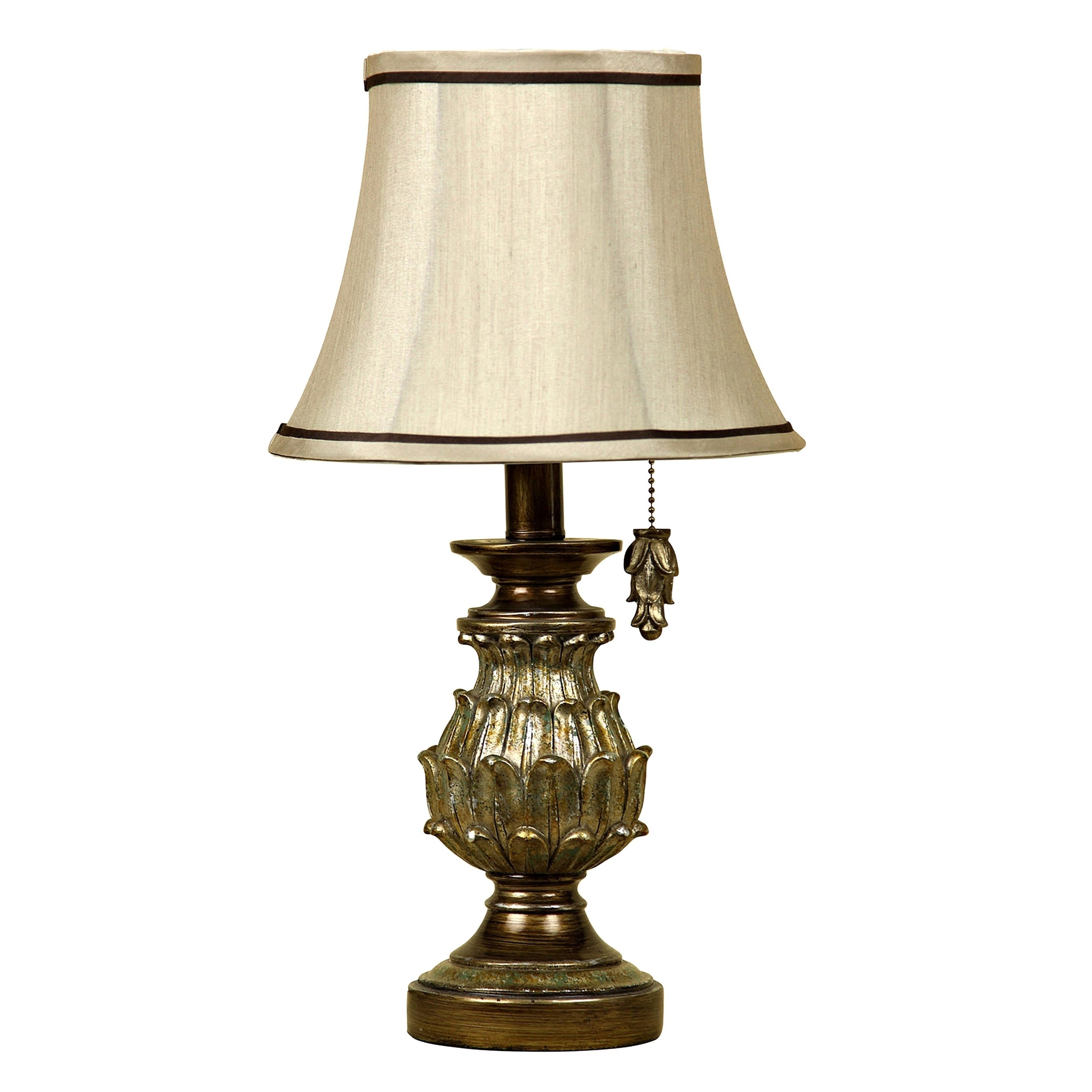 StyleCraft Salerno Antique Gold Table Lamp - Cream Fabric Shade - Mycitystee