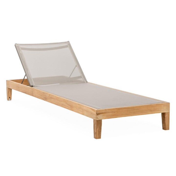 Signature Sabine Landing Teak Patio Chaise Lounge W/Grey Sling - Mycitystee
