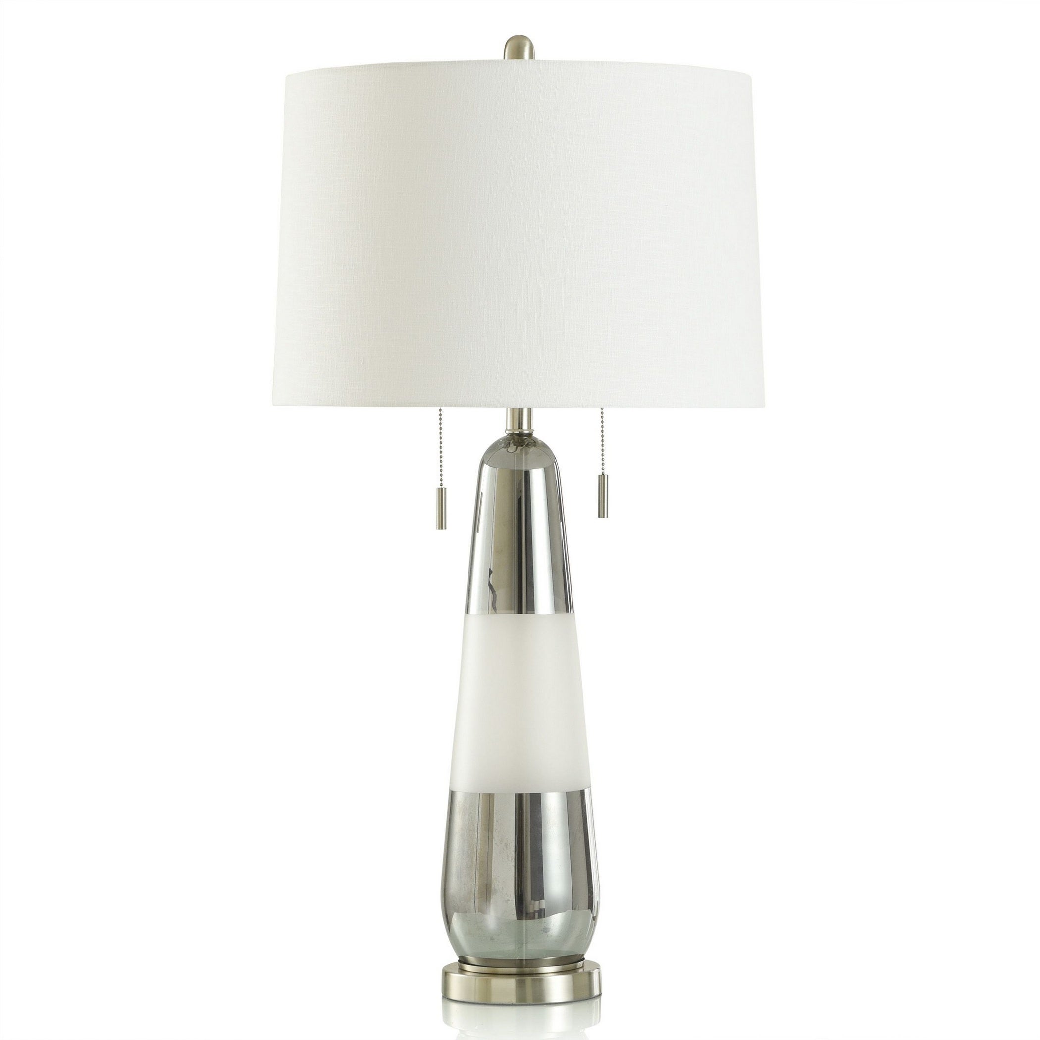 Deda Silver - Table Lamp - Frosted White Finish - Off-White Shade - Mycitystee