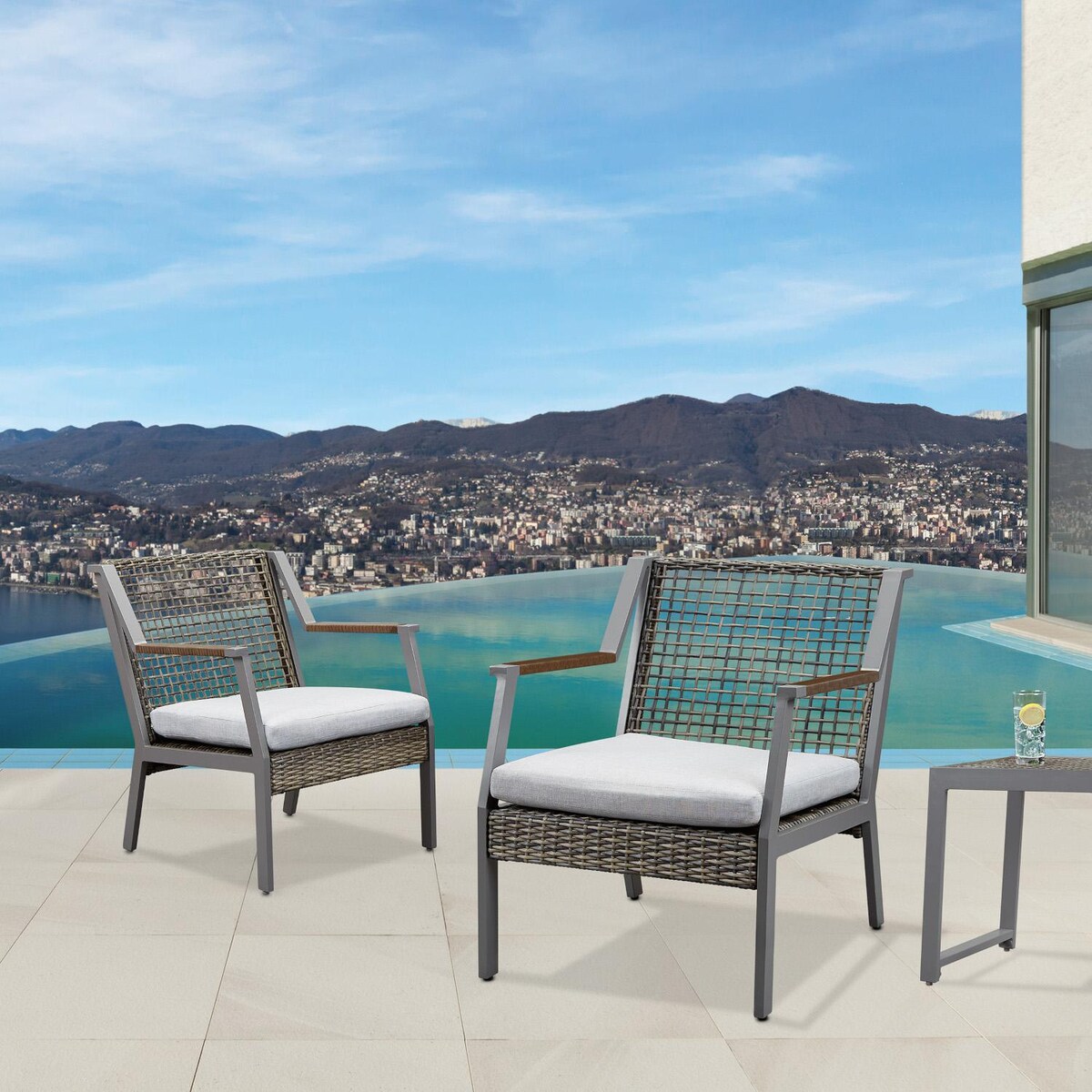 Lakeview Covewood 2 Piece Aluminum Chair Set - Mycitystee