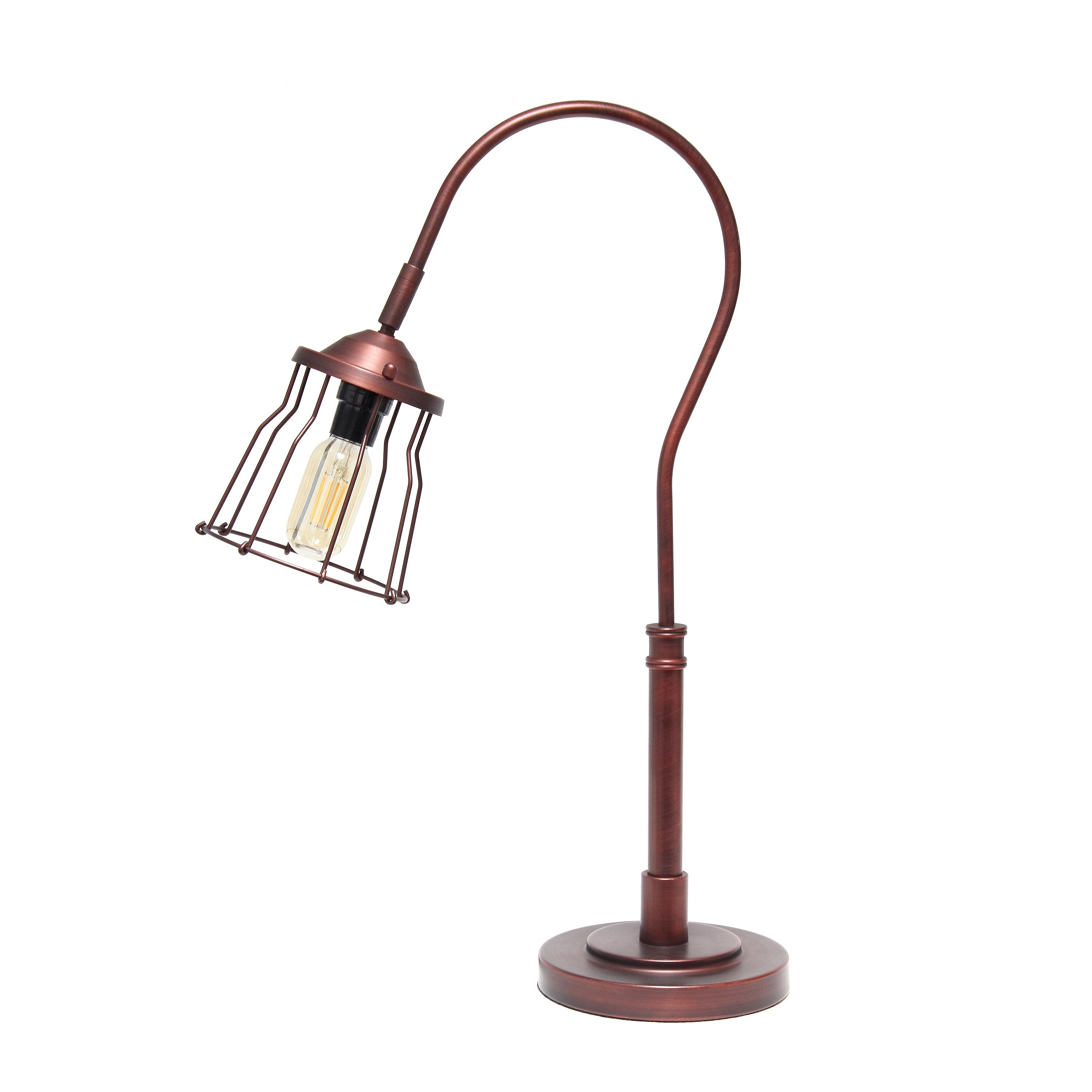 Lalia Home Rustic Caged Shade Table Lamp， Red Bronze - Mycitystee