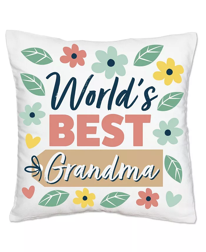 Big Dot of Happiness Grandma， Happy Mother's Day - Canvas Cushion Case Throw Pillow Cover 16 x 16 In - Mycitystee