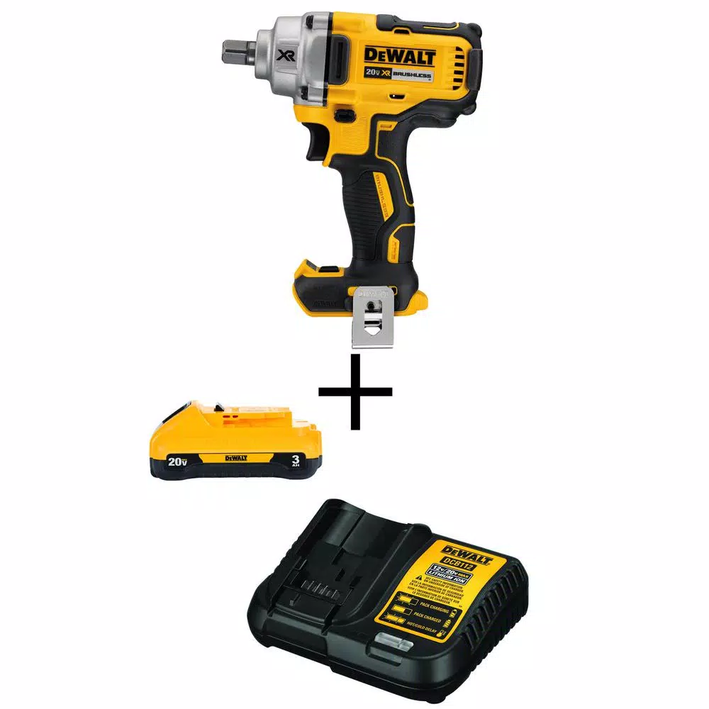 DEWALT 20-Volt MAX XR Cordless Brushless 1/2 in. Mid-Range Impact Wrench with Detent Pin Anvil， (1) 20-Volt 3.0Ah Battery and#8211; XDC Depot - Mycitystee