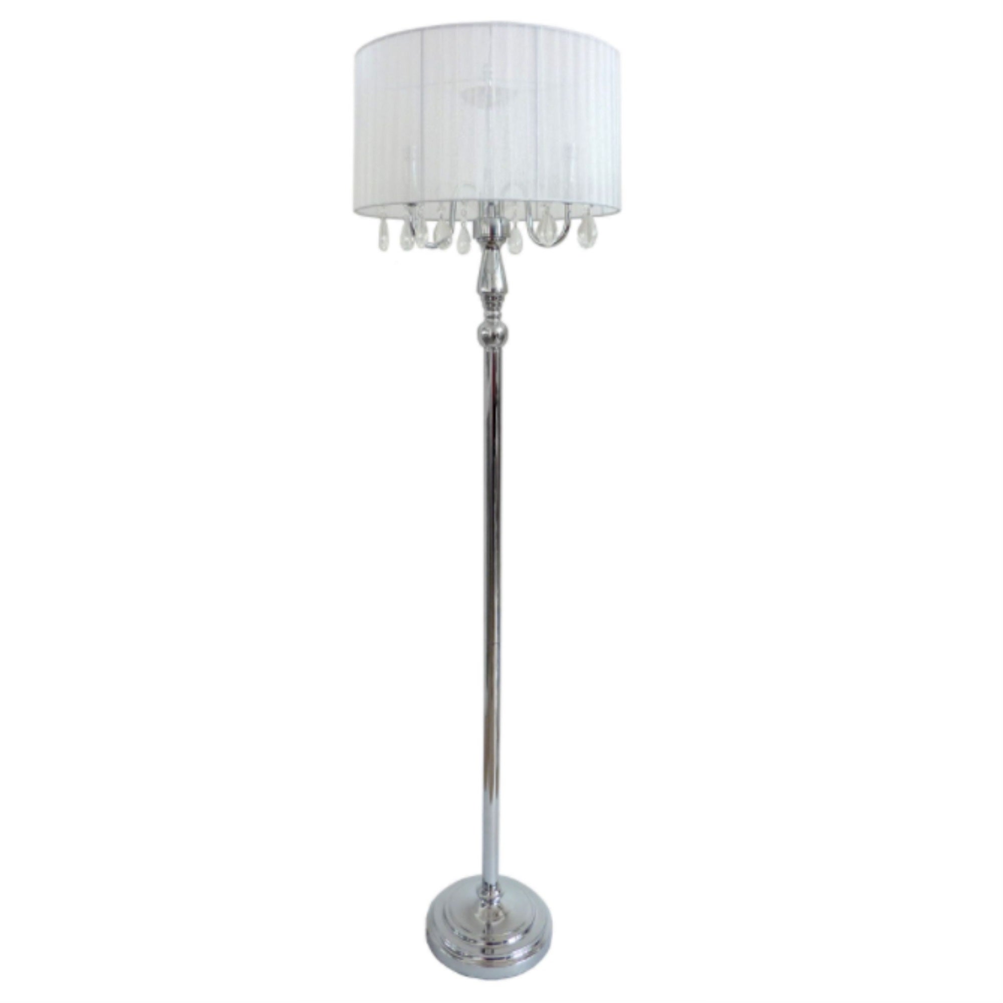 Trendy Romantic Sheer Shade Floor Lamp with Hanging Crystals - Mycitystee
