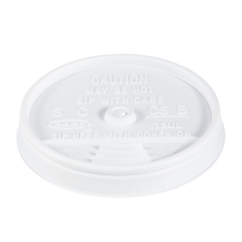 Dart Sip Thru Lids， Fits 10 oz to 14 oz Foam Cups， Plastic， White， 100/Pack， 10 Packs/Carton (12UL) - Mycitystee