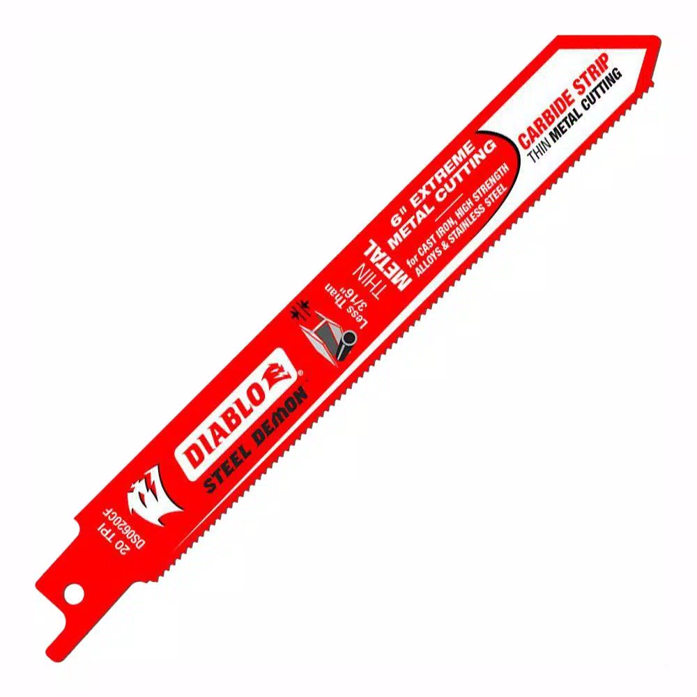 DIABLO 6 in. 20 Teeth per in. Steel Demon Carbide Strip Metal Cutting Reciprocating Blade and#8211; XDC Depot - Mycitystee