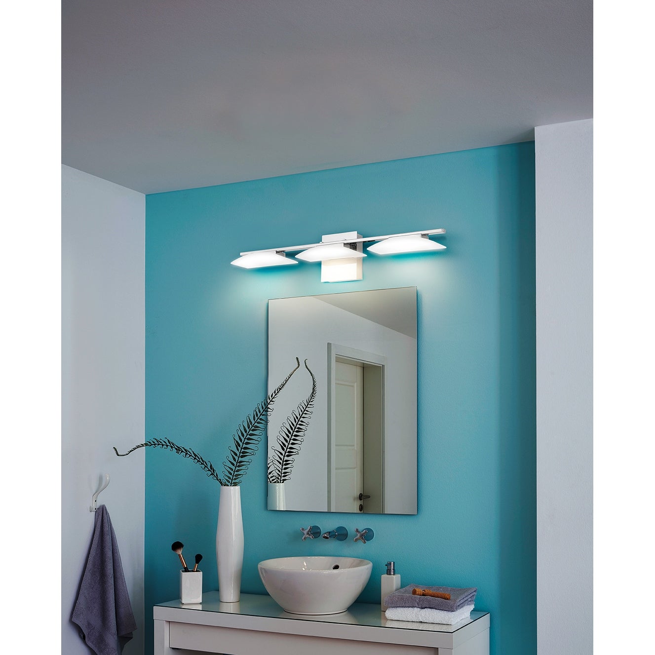 Eglo Metrass 3 LED Vanity Light w/ Chrome Finish and Satin Plastic Shade - Mycitystee