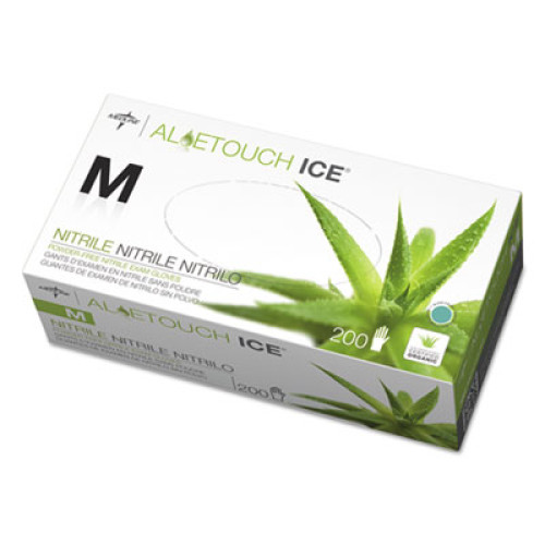 Medline Aloetouch Ice Nitrile Exam Gloves， Medium， Green， 200/Box (MDS195285) - Mycitystee