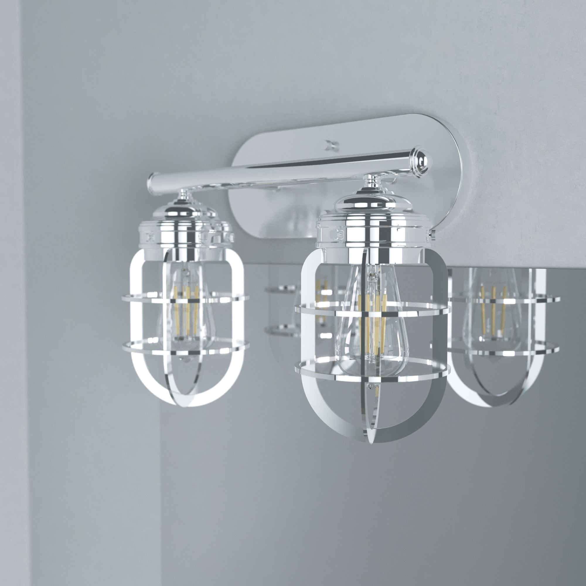 Hunter Starklake 2 Light Vanity Wall Light， Industrial， Cage， Rustic - Mycitystee