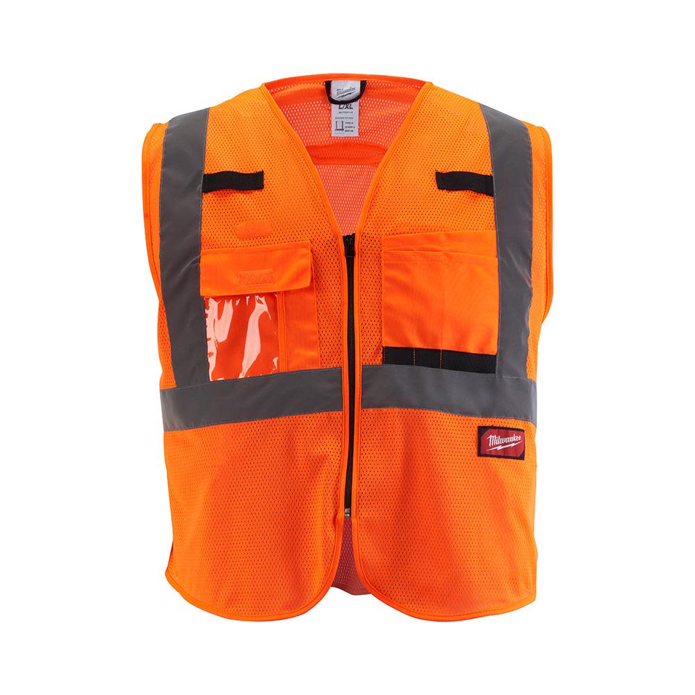 Class 2 High Visibility Orange Mesh Safety Vest - 2XL/3XL - Mycitystee