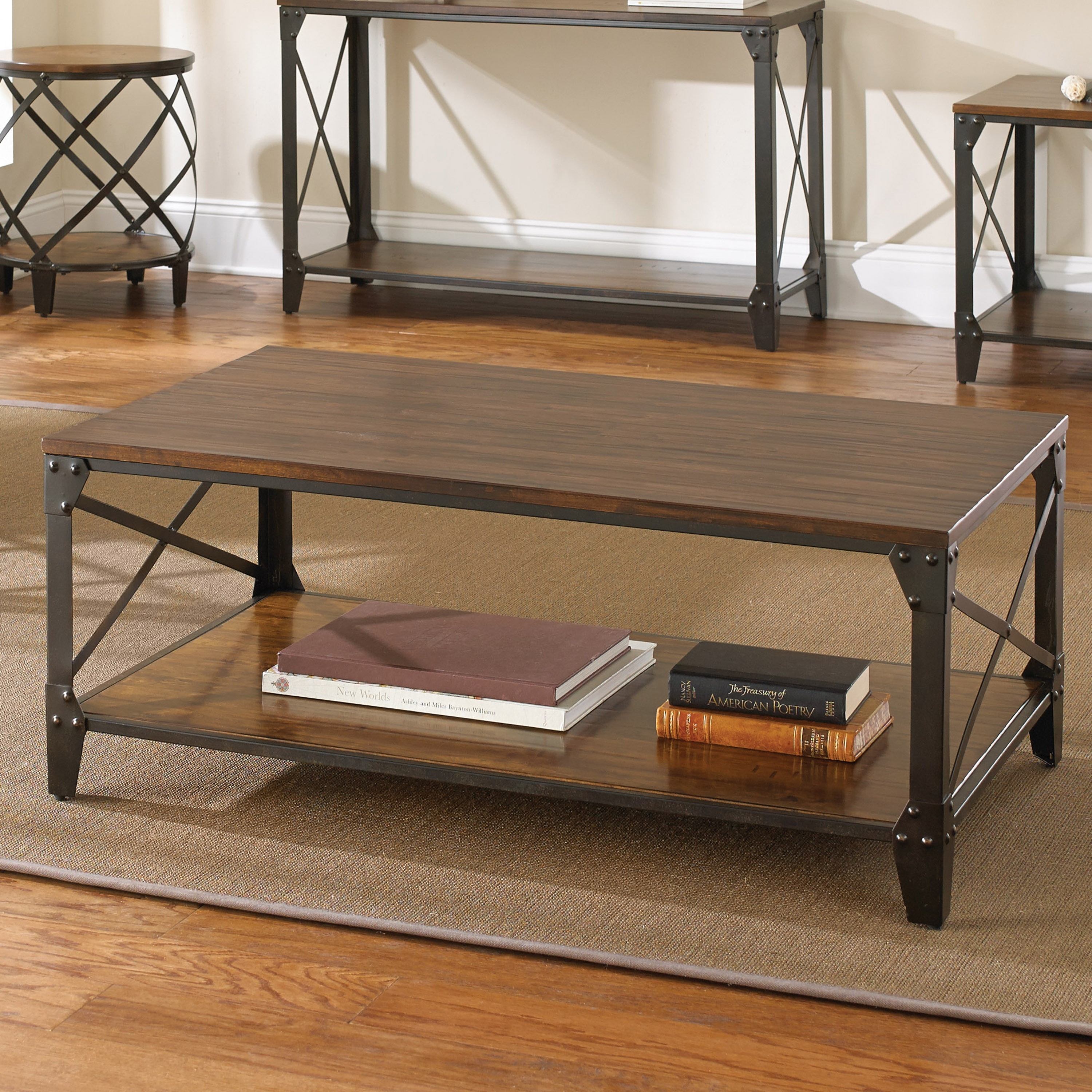 Carbon Loft Fischer Brown Solid Birch and Iron Rustic Coffee Table - Mycitystee