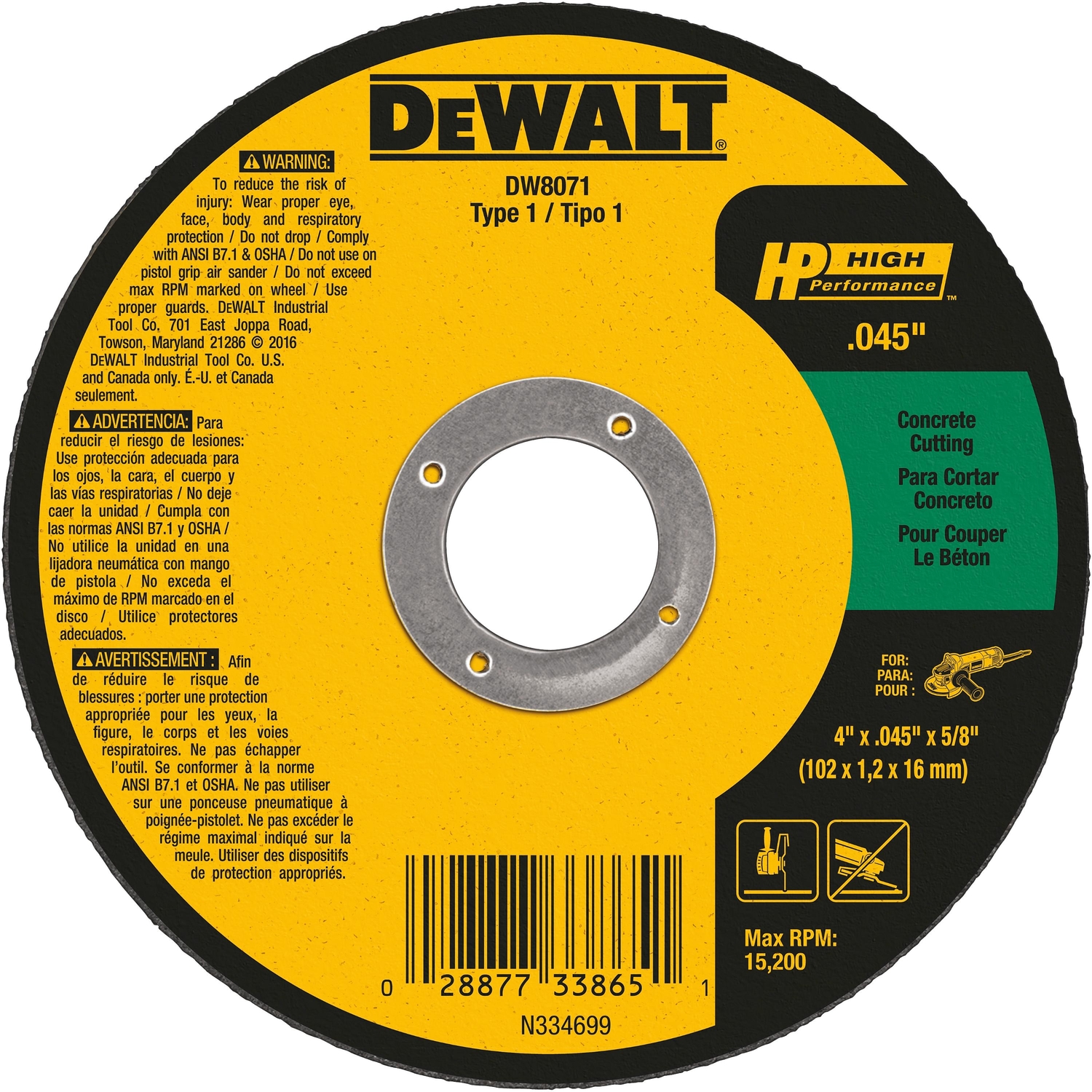 DeWalt 4 in. D X 5/8 in. Fiberglass Cut-Off Wheel - Mycitystee